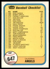 1981 Fleer #647 CL: Cubs/Angels