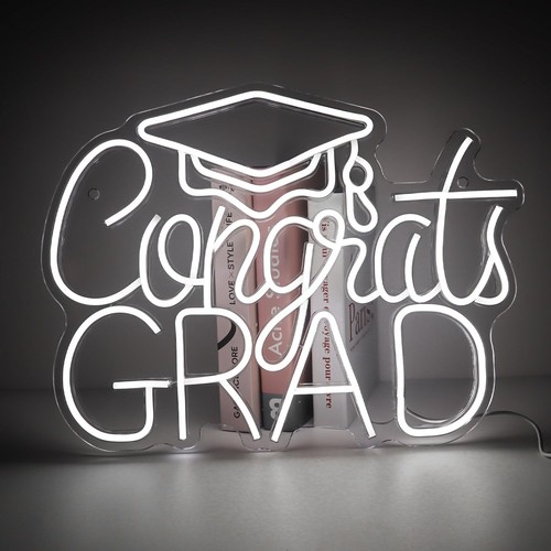 Congrats Grad Neon Sign - 2025 Graduation Decorations 16.5×12.6 Inch LED Wall...