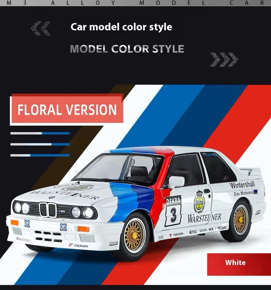 Nuevo 1:24 BMW M3 E30 1988 Diecast Vehículo Modelo Coche de Juguete Colección Niños Regalos Reino Unido Foto 4 de 4