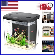 Elegant 1.2 Gallon Desktop Fish Tank with Self-Cleaning Filter Colorful Light