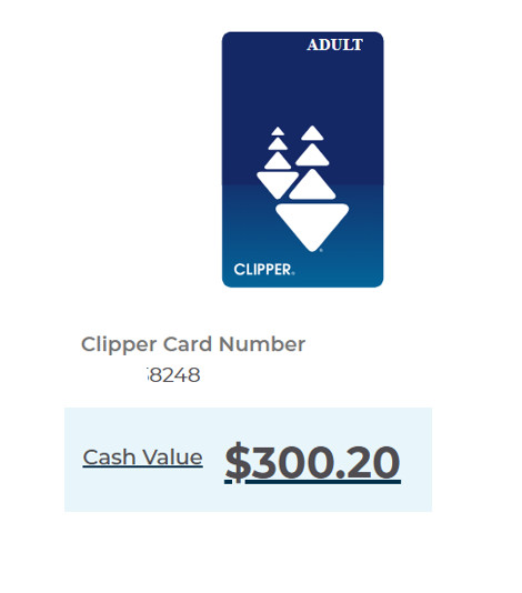 Clipper Card $300.20 Loaded - Bay Area Commuter Card - BART, MUNI, VTA, CalTrain