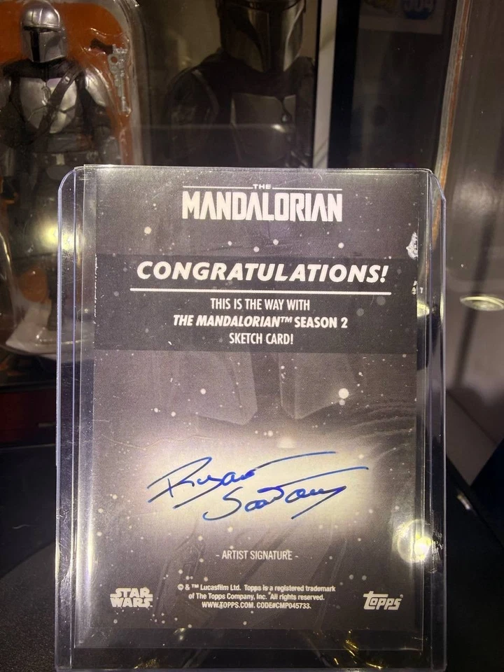 2021 Topps Star Wars The Mandalorian Sketch Card Luke Skywalker and Grogu 1/1  - Photo 2/2