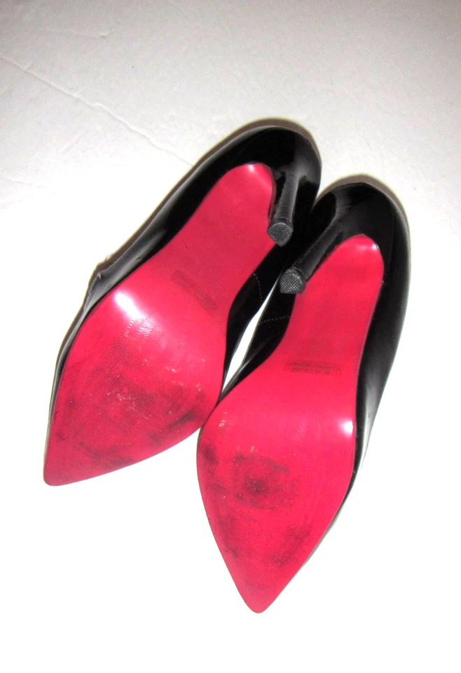 Zapatos de salón con suela roja charol negro talla 9 The Highest Heel Hottie de 5,25" raros Foto 2 de 4