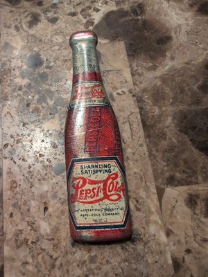 Vintage Pepsi Bottle Opener Lithographed tin 4'' Double Dot 1940 Muth Buffalo N Y