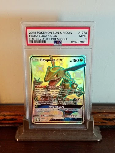 Rayquaza GX Full Art Shiny Sun & Moon Premium Promo no 177a - PSA Mint 9