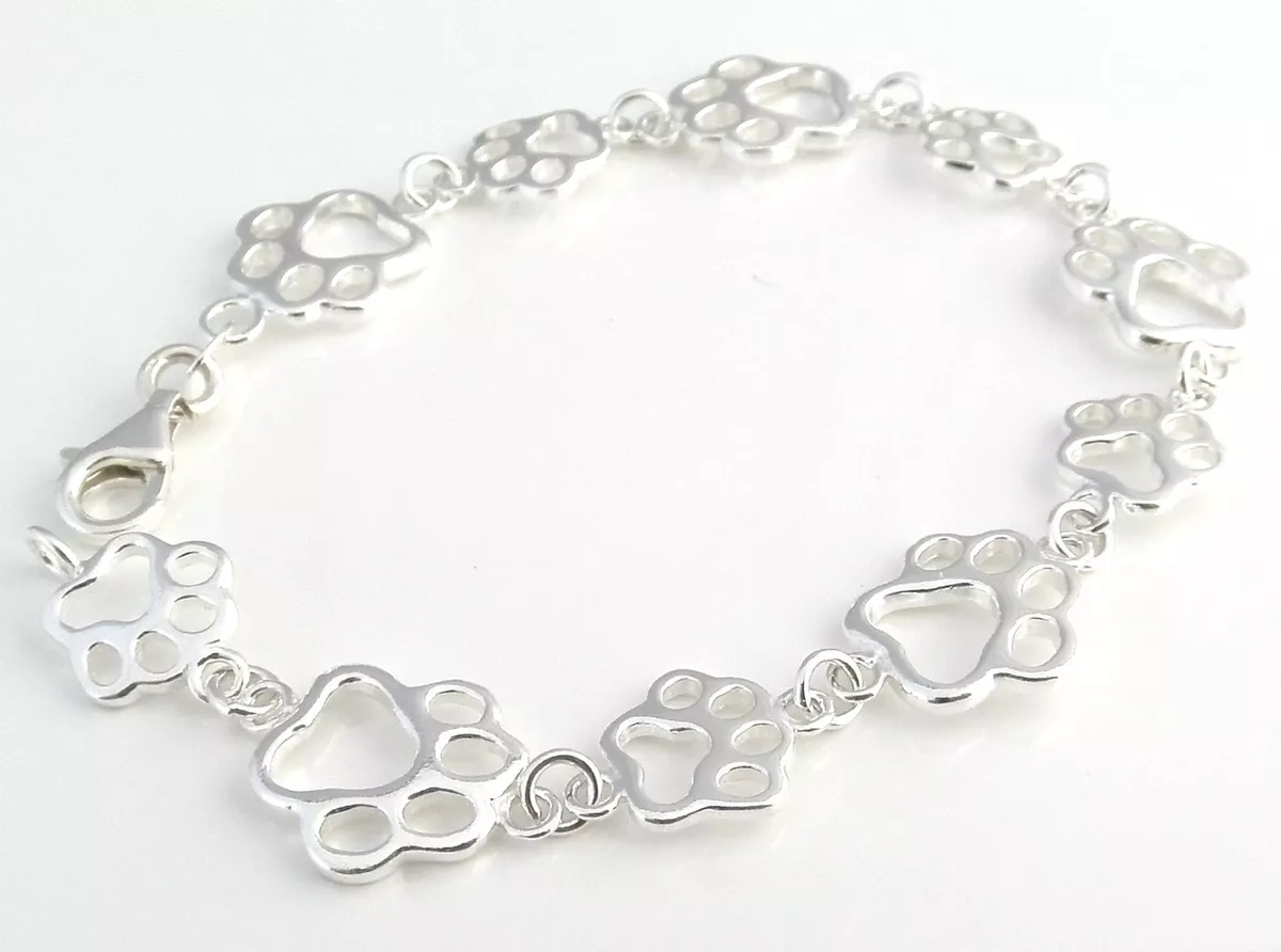 Sterling silver paw shop print bracelet