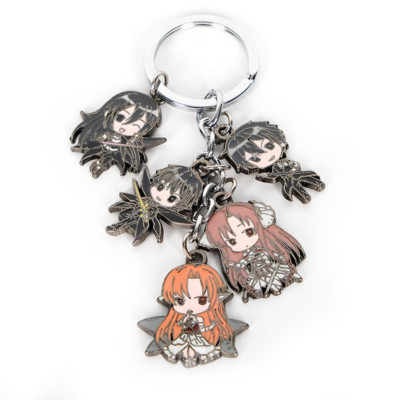 Schlüsselanhänger mit 4 Mini Chibi Figuren für Sword Art Online Fans