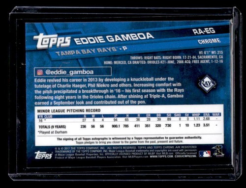 2017 Topps Chrome Eddie Gamboa RC Autograph #RA-EG - Picture 2 of 2