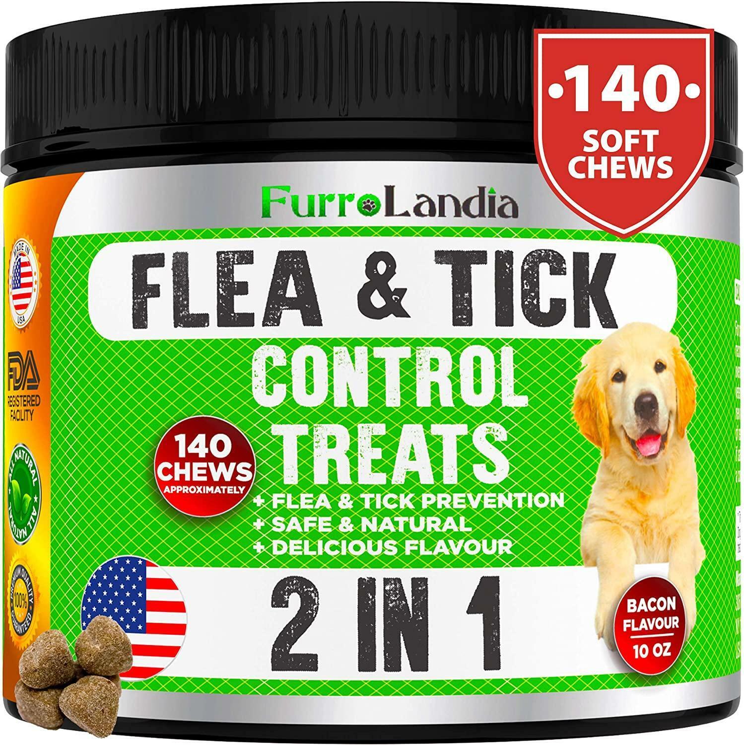 Chewable Flea & Tick Control Treats Natural Flea for Dogs 140 Soft