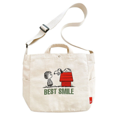 Peanuts SNOOPY ROOTOTE 2WAY Bag Shoulder Bag Tote White Cotton 