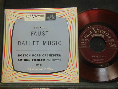 Red Vinyl! Gounod - Arthur Fiedler   Faust Ballet Music, 45 RPM VG w PS (22C)