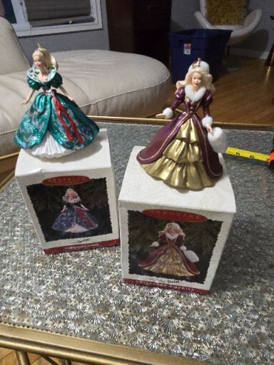 LOT OF 2 HOLIDAY BARBIE HALLMARK KEEPSAKE ORNAMENTS- YEARS 1995 & 1996 SW #119