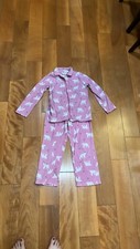 Girls Fleece Pajama Set, Long Sleeve Shirt And Bottoms, Pink, Size M 7-8 