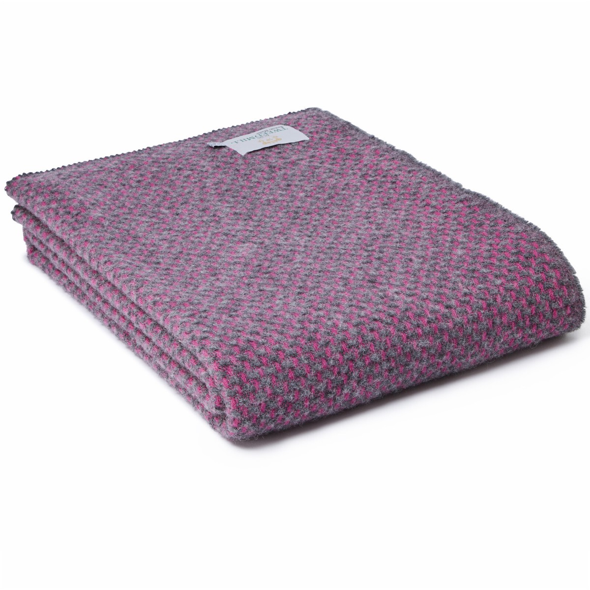 TWEEDMILL TEXTILES 100% Wool Sofa Bed Blanket Rug TWILL PINK SLATE
