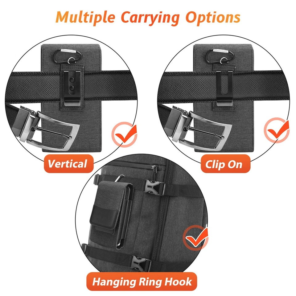 Universal Vertical Cell Phone Holster Carrying Waist Belt Clip Case Pouch Cover - Image 3 of 4