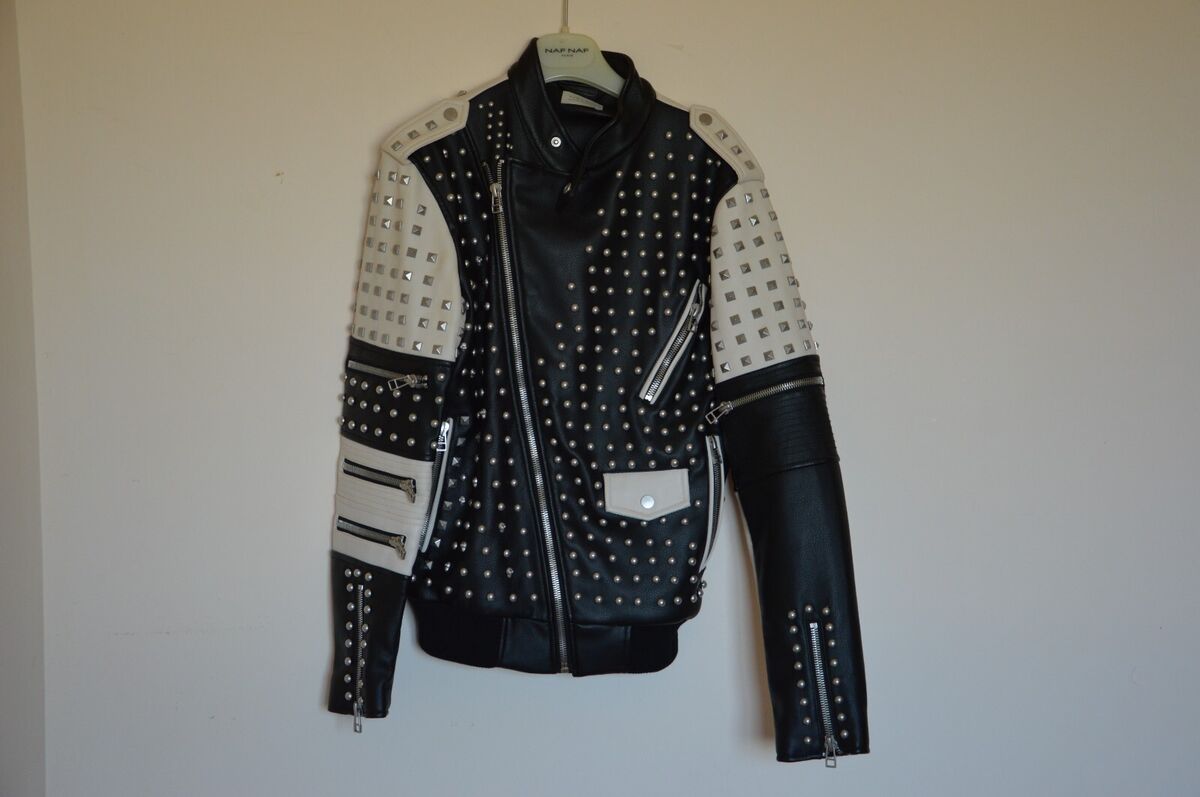 ZARA MEN AW17 Neopunk Faux Leather Biker Studded Jacket 2522 ZARA MEN AW17 Neopunk Faux Leather Biker Studded Jacket 2522