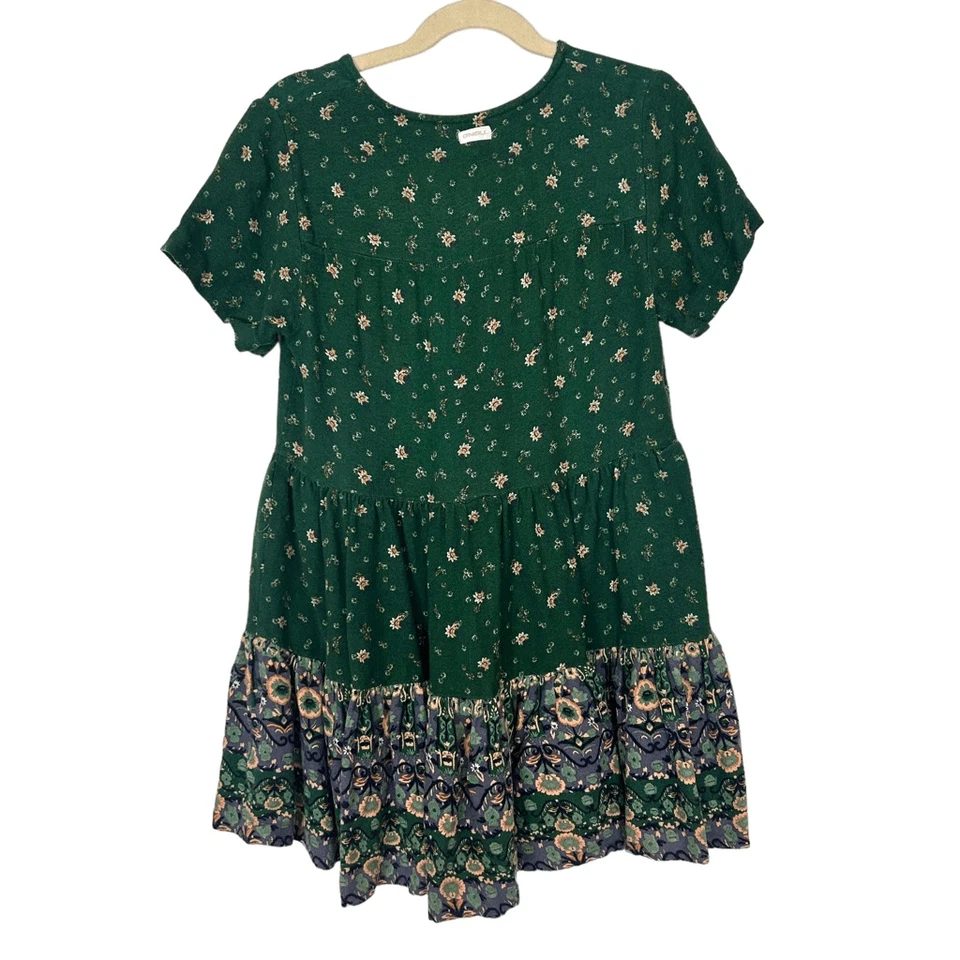 Vestido Boho O’Neill Niñas Verde En Niveles Mediano 8 Corto Fluido Manga Corta ONeill Foto 3 de 4