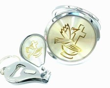 24 Baptism Party Favors Holly Cup Compact Mirror First Communion Bautizo boygirl