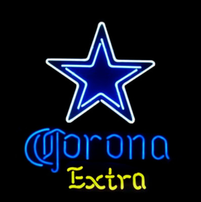 Dallas Cowboys Corona Extra Beer 20''x16'' Neon Lamp Light Sign Club Wall Decor