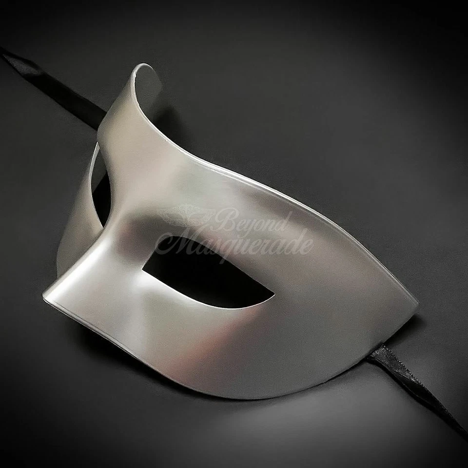 Masquerade Mask for Men Silver Phantom Party Halloween Costume Cosplay Masks - Image 3 of 4