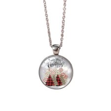 Christmas Necklace Vintage Glass Christmas Tree Santa Elk Crutch Pendant R