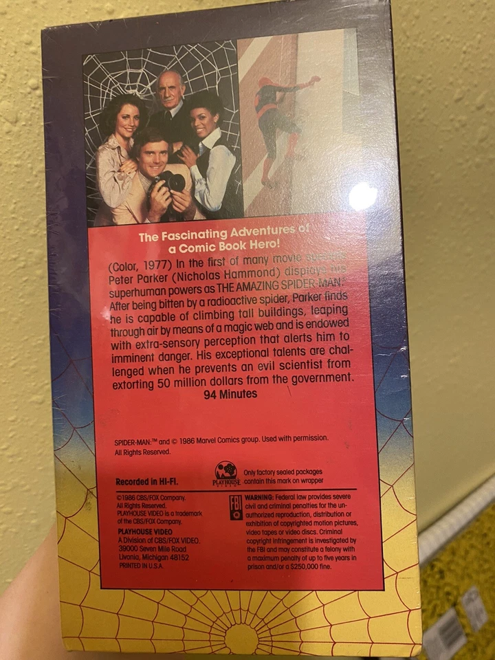 The Amazing Spider-Man Live Action Movie VHS 1977 Marvel Comics Never Opened - Image 2 of 4