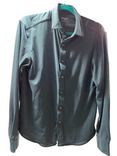 Untuckit mens size small Shirt Slim Fit Green Long Sleeve Button soft polyester