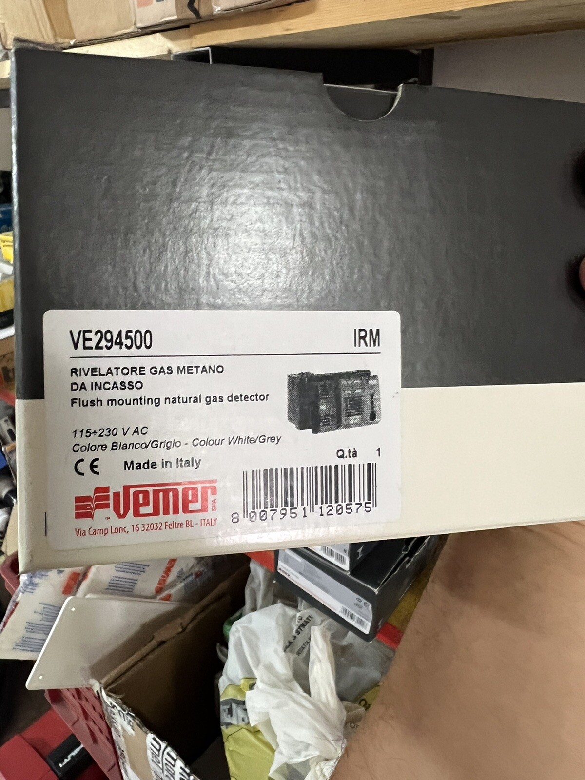 Vemer VE294500: Rilevatore Gas Metano Incasso Serie Civile
