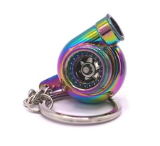 Rainbow Turbo Keychain Key Ring JDM Car Mod Boost Spool Keyring
