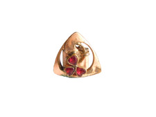 Antique Chain Slider Heart Clover 3 Stones Red 1.0 G / 1.3X1.2 Cm