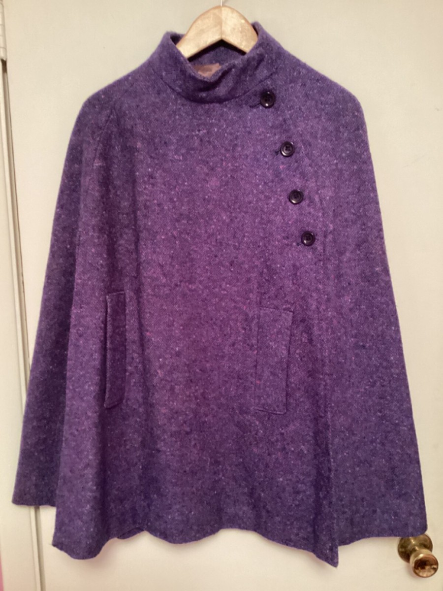 VINTAGE JIMMY HOURIHAN OF DUBLIN PURPLE DONEGAL TWEED CAPE SZ 10/M 