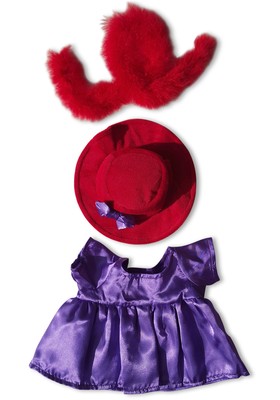 Red Hat Purple Dress Outfit Teddy Bear 