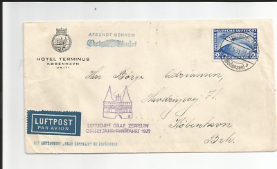 Zeppelin / Ostseejahr - Rundfahrt - Brief m. EF 2 RM - Südamerika-Fahrt (DR438)