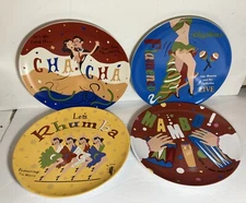 4 Pottery Barn Dinner Plates The Dance! Rhumba Cha-Cha, Flamenco Mambo Set Of 4