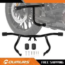 Front Engine Guard Crash Flat-out Bar For 14-25 Harley Touring Road Street Gilde