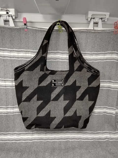 Kate Spade New York Hearthstone Black Grey Wool Shoulder Handbag Purse
