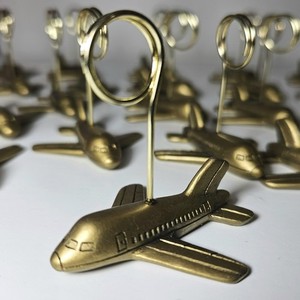 Gold Place Card Holders Airplane-Travel Theme Wedding Table Decor 2" Lot of 25
