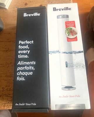 BREVILLE JOULE SOUS VIDE FOR COOKING IN WATER-NEW IN BOX-STAINLESS-DONE PERFECT