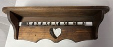 Vtg Solid Wood Heart Cutout 23 Wall Shelf Country Cottage