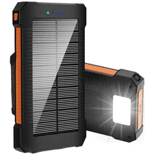 Portable Power Bank 30000mAh Solar Panel Charger w/Flashlight for Camping 2 Port
