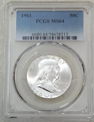 1961 Franklin Half Dollar PCGS MS64 95% FBL Frosty Just Graded New Holder #N252M