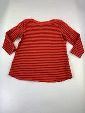 Charter Club Women's PM Red/Blue Striped 3/4 Sleeve W/Nautical Detail