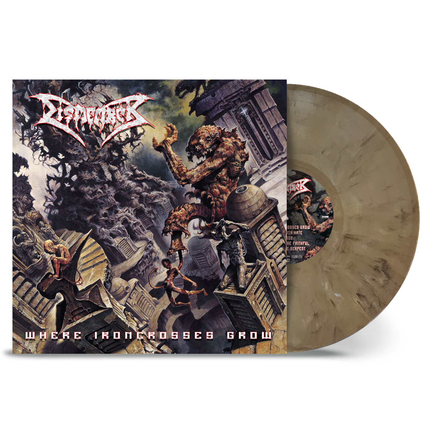 Dismember Where Ironcrosses Grow LP Sand Marble Vinyl NEW SEALED
