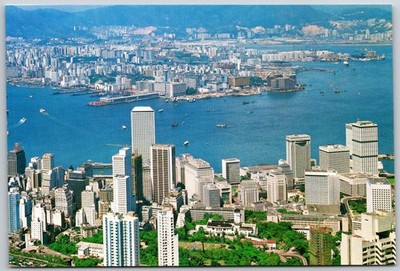 Vintage Hong Kong Island Aerial View Postcard by Cheng Ho-Choy