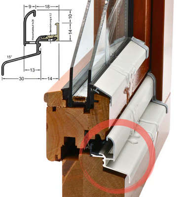 Holzfenster Regenschiene Wasserablauf Aluminium Wetterschutz