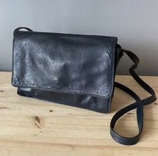 Tula black leather shoulder bag messenger charcol black