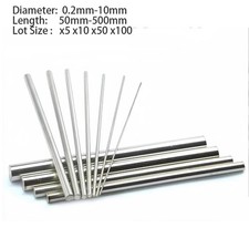 5x 10x A2 SUS304 Stainless Steel Polished Bar Rod  Dia Ø0.2mm-Ø10mm L=50mm-500mm