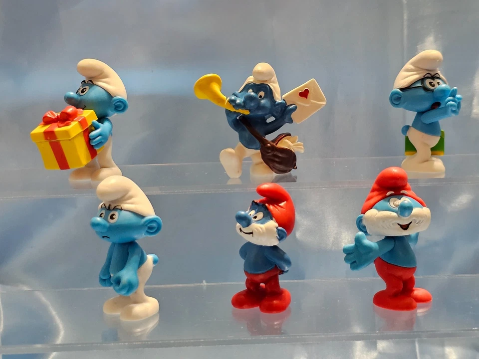 LOTE DE 6 FIGURAS PITUFOS PVC PLÁSTICO DURO 2.25" Foto 2 de 4