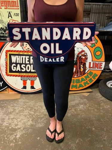 Antique Vintage Old Style Sign Standard Oil Dealer Made USA