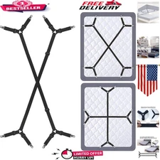 High-Quality Adjustable Bed Sheet Straps - 2-Piece Clip Set in Black